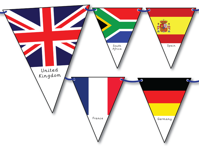 Łańcuch z proporczyków z flagami państw