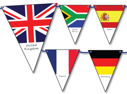 Łańcuch z proporczyków z flagami państw