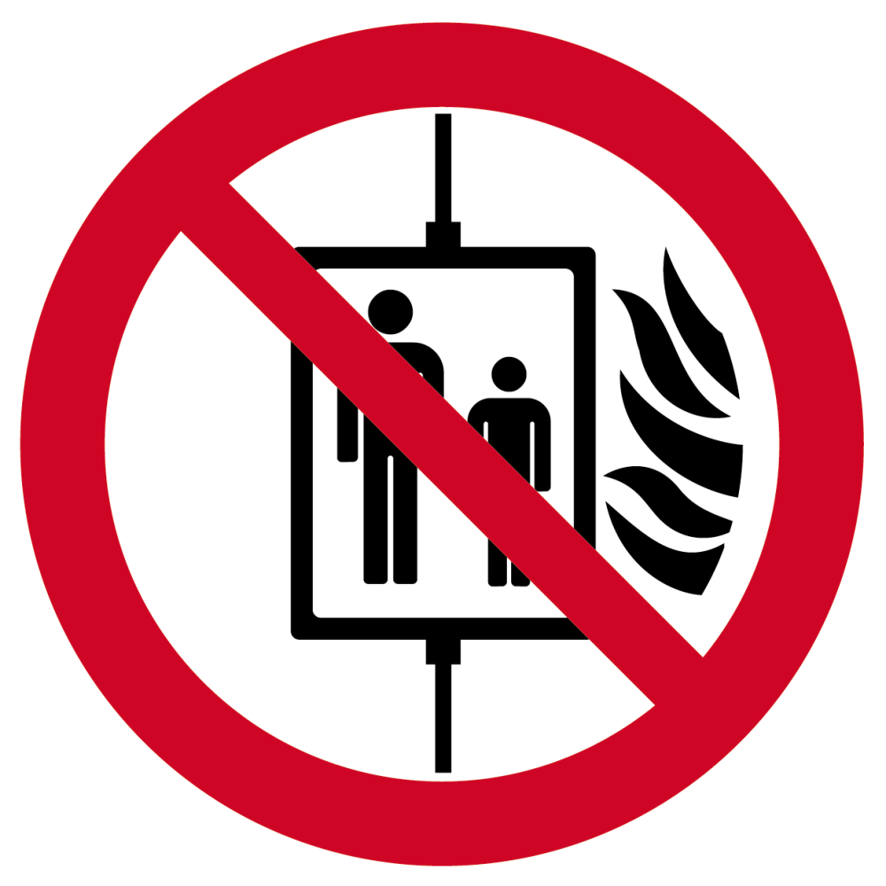 Zakaz używania windy w razie pożaru