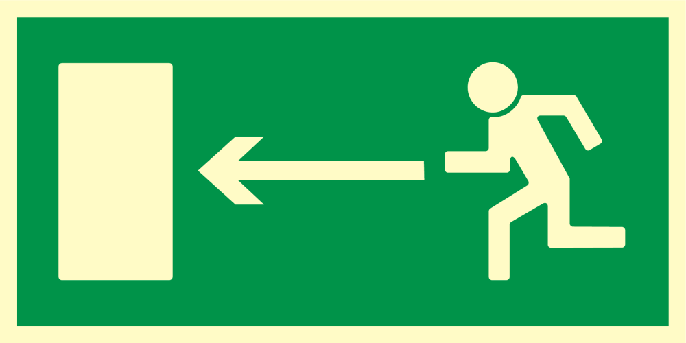 Kierunek do wyjścia drogi ewakuacyjnej (w lewo)