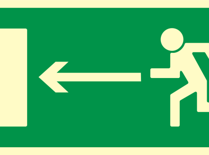 Kierunek do wyjścia drogi ewakuacyjnej (w lewo)
