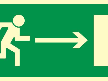 Kierunek do wyjścia drogi ewakuacyjnej (w prawo)