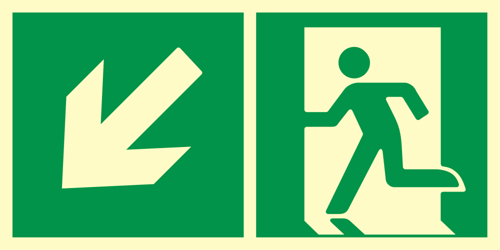 Kierunek do wyjścia ewakuacyjnego w dół (w lewo)
