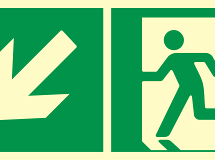 Kierunek do wyjścia ewakuacyjnego w dół (w lewo)