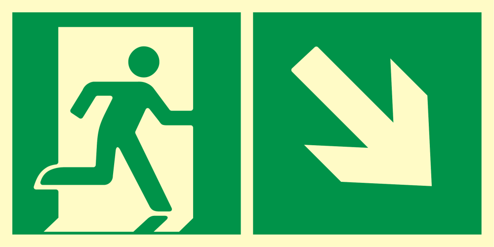 Kierunek do wyjścia ewakuacyjnego w dół (w prawo)