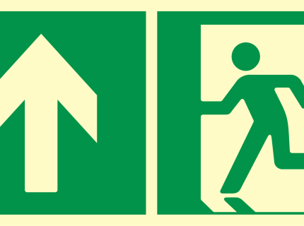 Kierunek do wyjścia ewakuacyjnego w górę (lewostronny)