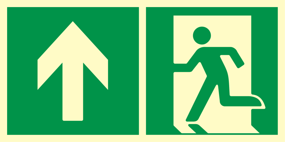 Kierunek do wyjścia ewakuacyjnego w górę (lewostronny)