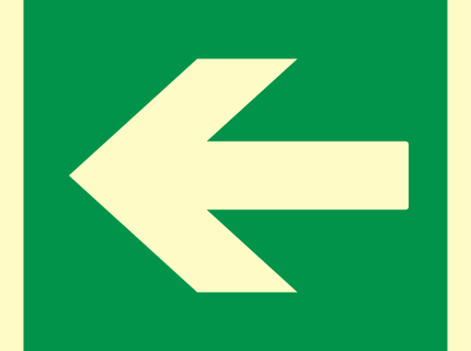Kierunek drogi ewakuacyjnej (w lewo)
